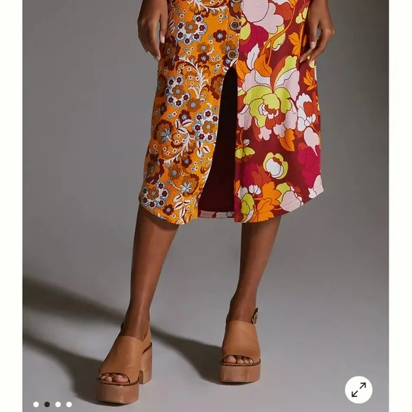 ANTHROOLOGIE MAEVE Button-Front Cutout Midi Skirt - Picture 5 of 17